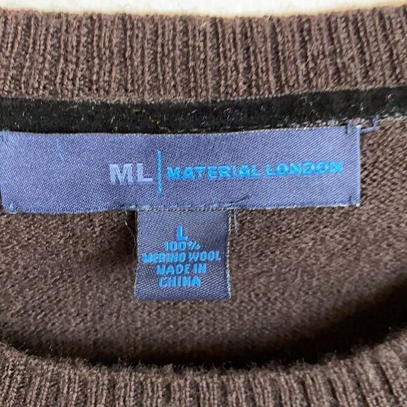 Men’s Vintage Argyle Wool Sweater ML/Material London - Picture 3 of 4